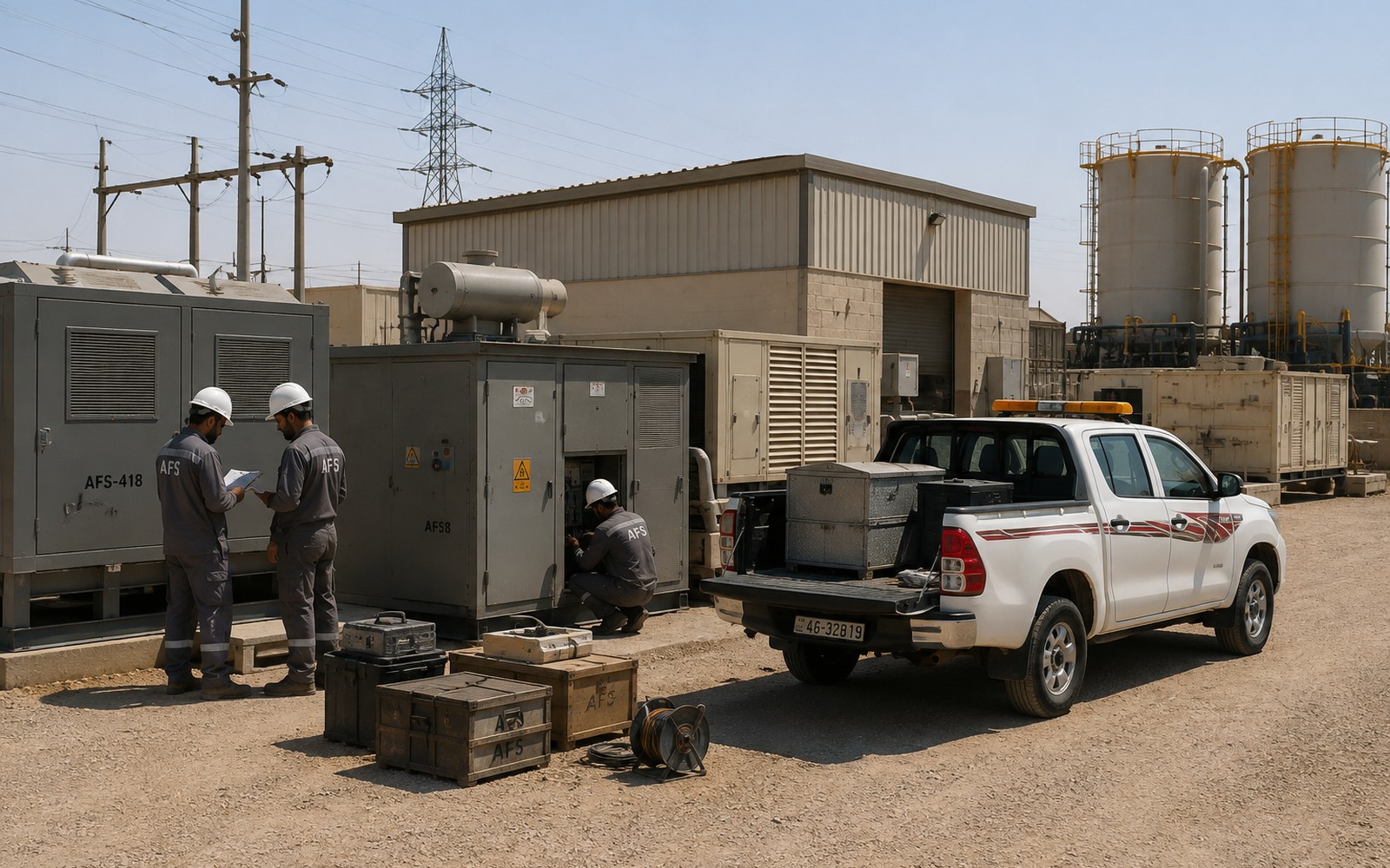 Technicians conducting an industrial equipment survey