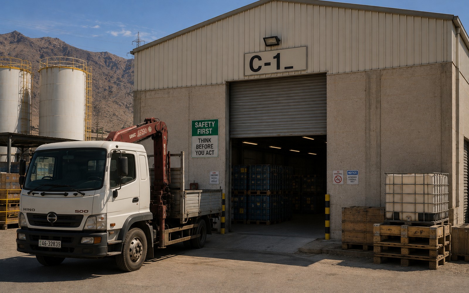 Equipment delivery at a warehouse loading bay
